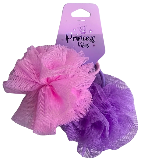 PINK set de elastice din tul pentru păr, roz și mov, 2 buc.