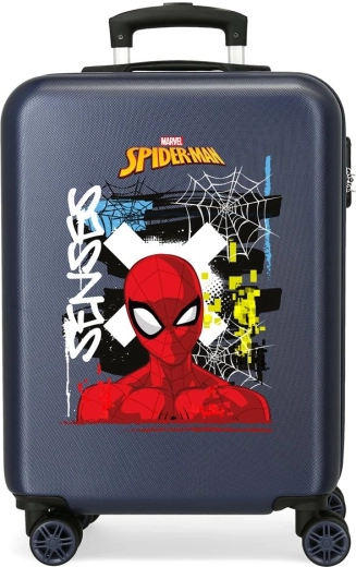 Valiză rigidă pentru copii Spider-Man Graffiti bleumarin, 55 cm, 34 l
