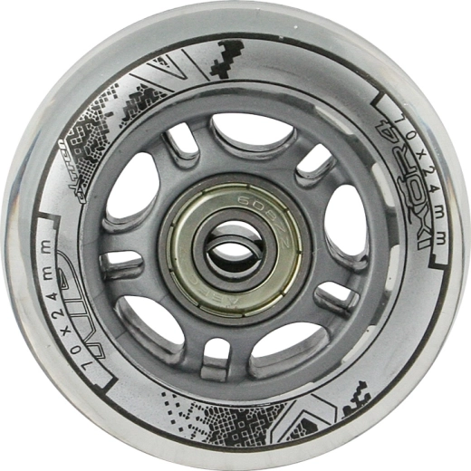 Set roți PU transparente 70 × 24 mm cu rulmenți ABEC 7 NILS EXTREME