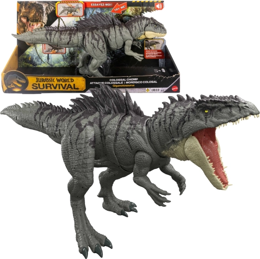 Mattel Jurassic World figură de supraviețuire Giganotozaur Mega Maxilar – Atac Giga