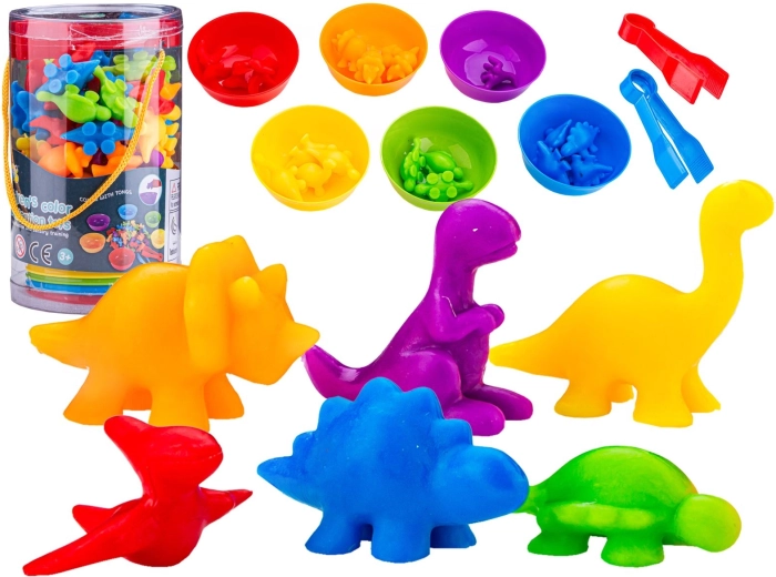 Joc educativ pentru copii – sortarea dinozaurilor, culori și numărare