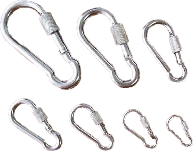 Carabină din oțel cu piuliță de siguranță 100 mm, zincată, 350 kg (5 buc.)