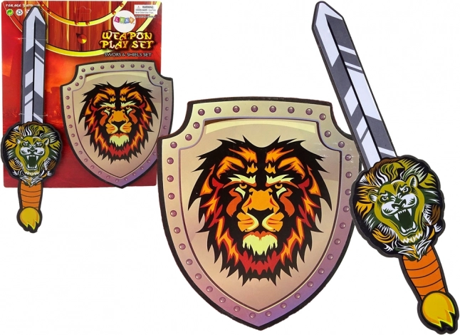 Set de cavaler din spumă EVA – sabie și scut cu motiv leu