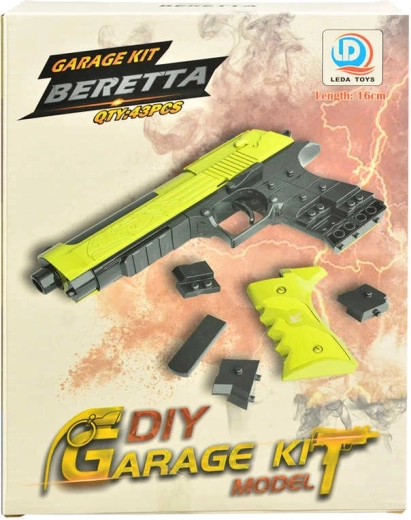 Set de construcție pistol pentru copii de asamblat 16 cm, 43 piese cu muniție