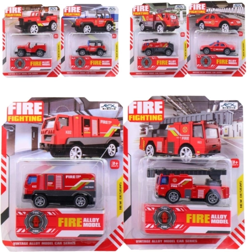 Mașină de pompieri metalică pe blister 7,5 cm