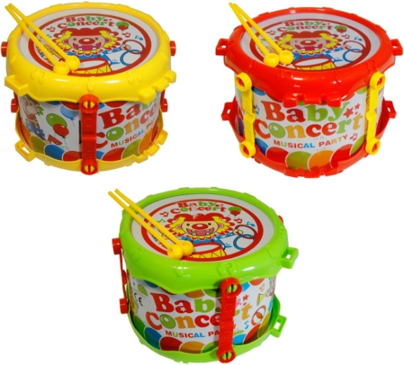 Tobă colorată pentru copii cu bețe – motiv de circ