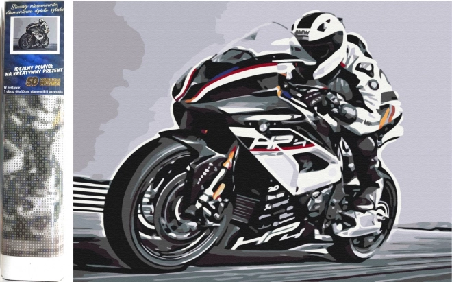 Pictură cu diamante NORIMPEX – motocicletă de șosea 30 × 40 cm