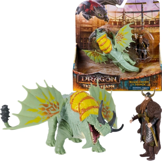 Cum să-ți dresezi dragonul – set figurină dragon Rumblehorn și Stoick