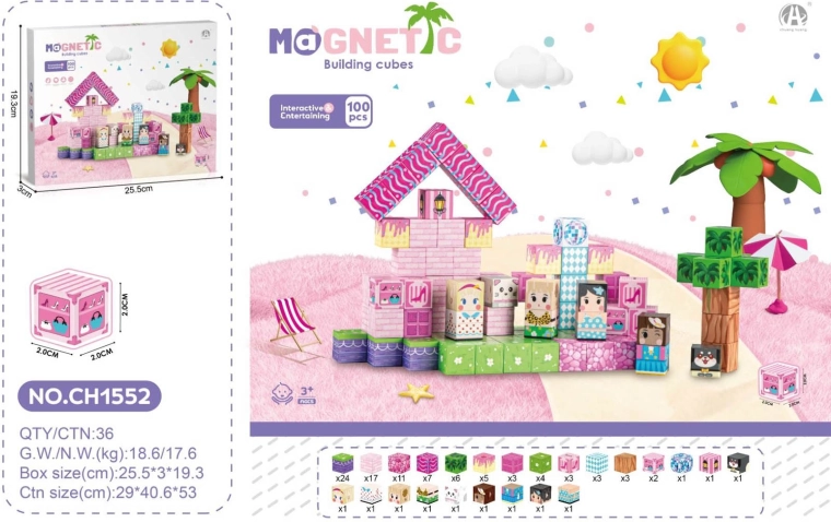 Cuburi magnetice 3D – set 100 buc