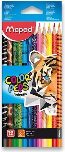 MAPED creioane colorate triunghiulare Color'Peps Animals, 12 buc