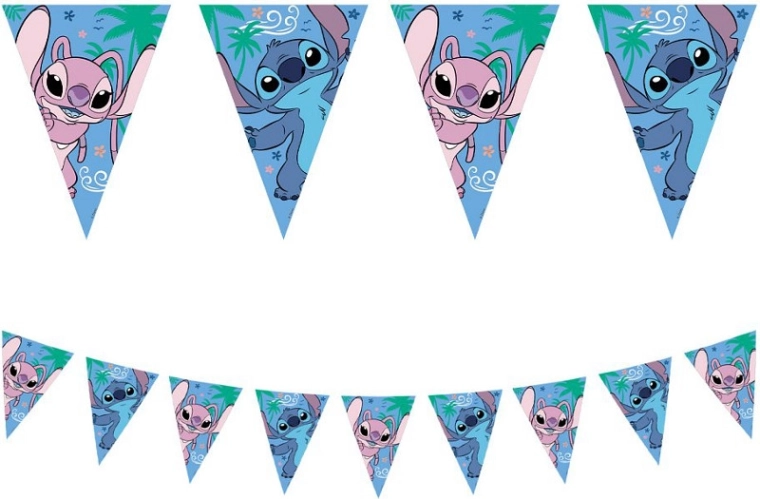 Banner de hârtie cu stegulețe STITCH & ANGEL Disney