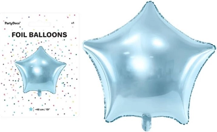 Balon din folie în formă de stea, albastru deschis, 48 cm