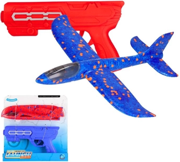 Avion aruncător din spumă cu lansator (2 culori)