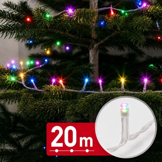 Instalație luminoasă LED multicoloră de 20 m, 400 LED-uri
