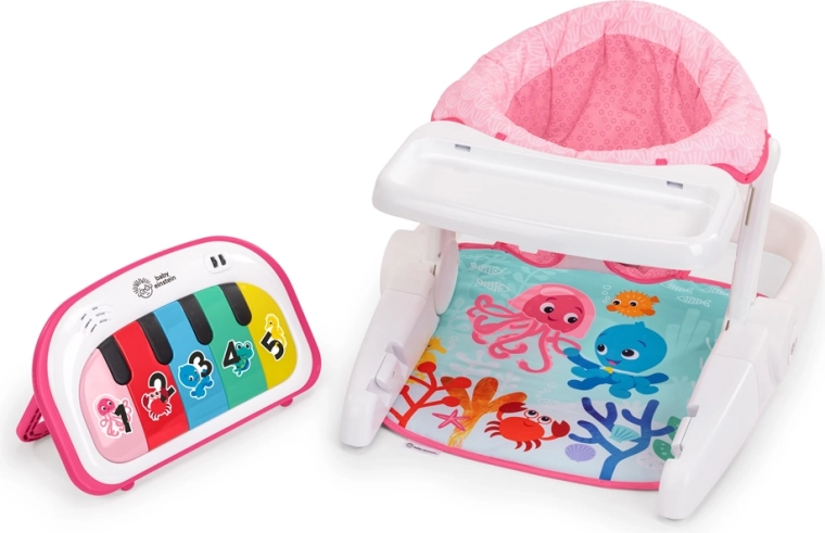 Scăunel interactiv Baby Einstein 4v1 Tappin' Tunes Learn-to-Sit, roz