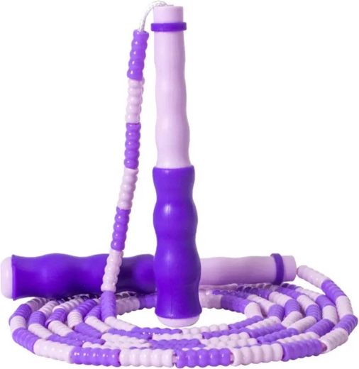 Coardă de sărit pentru copii cu mărgele Merco, violetă, 2,8 m