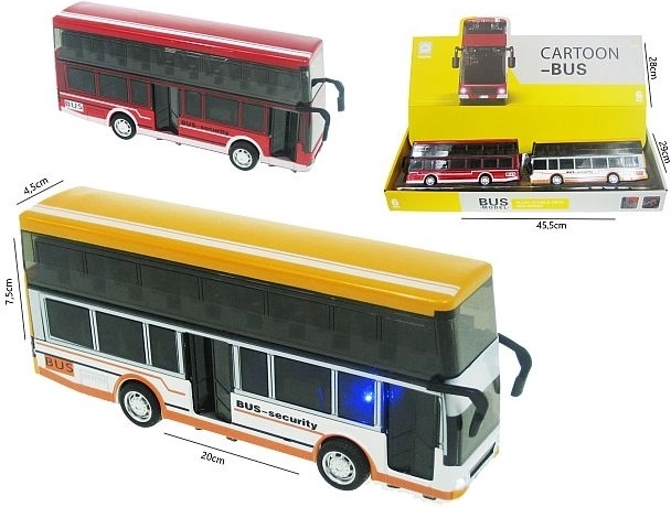 Autobuz etajat metalic cu lumini și sunete, 20 cm