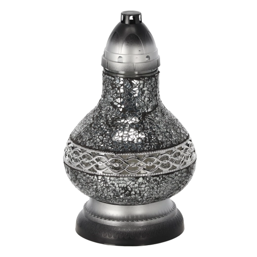 Lampion vitraliu din sticlă Karafa mică, argintiu