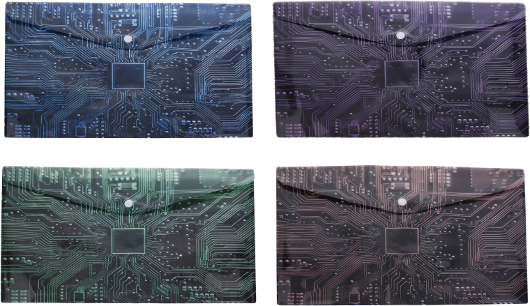 Mapă din plastic cu capsă 10,5 × 7,5 cm cu motiv de placă de bază