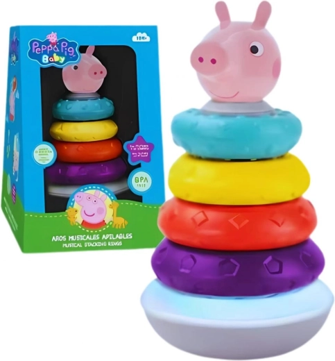 Piramidă educativă de stivuit cu efecte sonore Peppa Pig