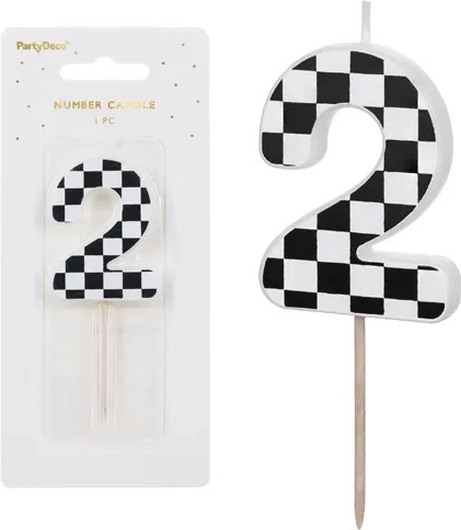 Lumânare aniversară cifră 2 5,5 cm mix - 1 bucată