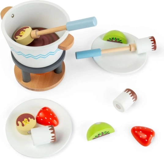 Set de fondue din lemn cu ciocolată Bigjigs Toys
