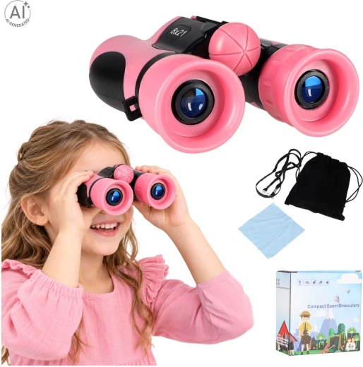 Binoclu pentru copii 8x21 cu husă, roz