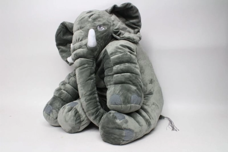 Elefant de pluș șezând, gri, 55 cm