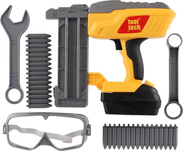 Pistol cu cuie pentru copii cu set de unelte, pe baterii
