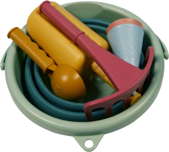 Schildkröt set de jucării pentru nisip cu găleată pliabilă, verde, 7 piese