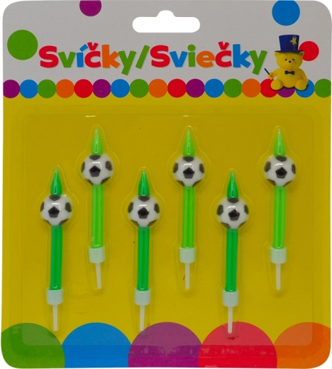 Lumânări de aniversare cu minge de fotbal și suport, 6 buc
