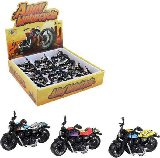 Motocicletă de călătorie din plastic cu mecanism de retragere (pull-back), cu anvelope late - 1 bucată