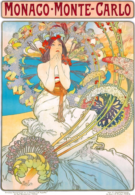 Puzzle Monaco Monte Carlo de Alphonse Mucha, 1000 de piese