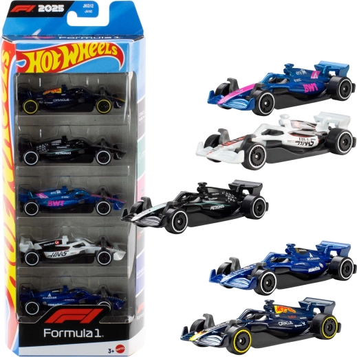 Set de mașinuțe Hot Wheels Formula 1 la scara 1:64 - 5 buc.