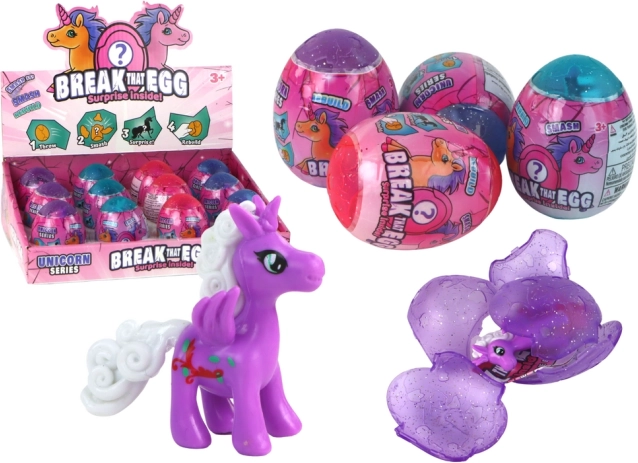 Oul magic care se sparge cu surpriză Unicorn în carapace 4 culori 6 cm