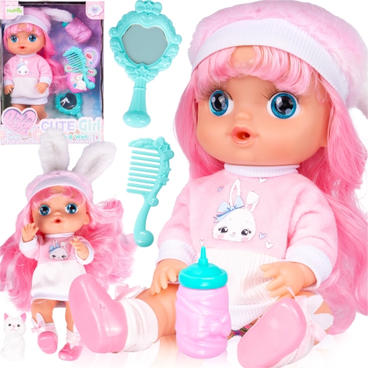 Păpușă 30 cm bea și face pipi cu accesorii