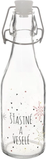 Sticlă VLOȘKA cu închidere metalică tip clip, 0,29 l, roșie