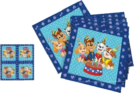 Paw Patrol șervețele albastre 33 × 33 cm, 3 straturi (20 buc.)