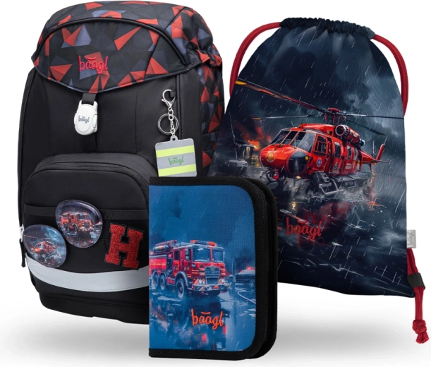 Set școlar BAAGL Airy Plus Salvatori – rucsac, penar și săculeț