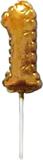 Lumânare de tort cifră 1 auriu, înfiptă, 6 cm