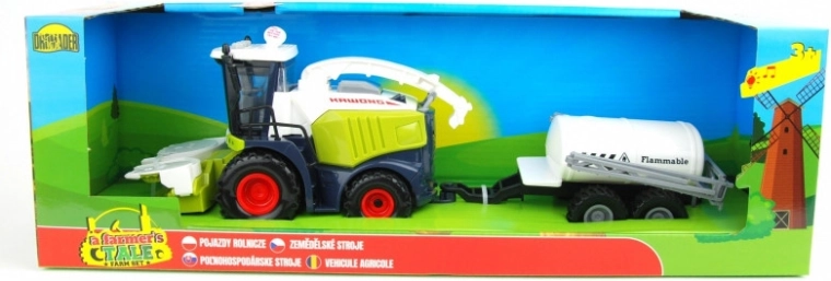 Combine agricol cu remorcă și efecte luminoase și sonore – Verde-alb cu cisternă