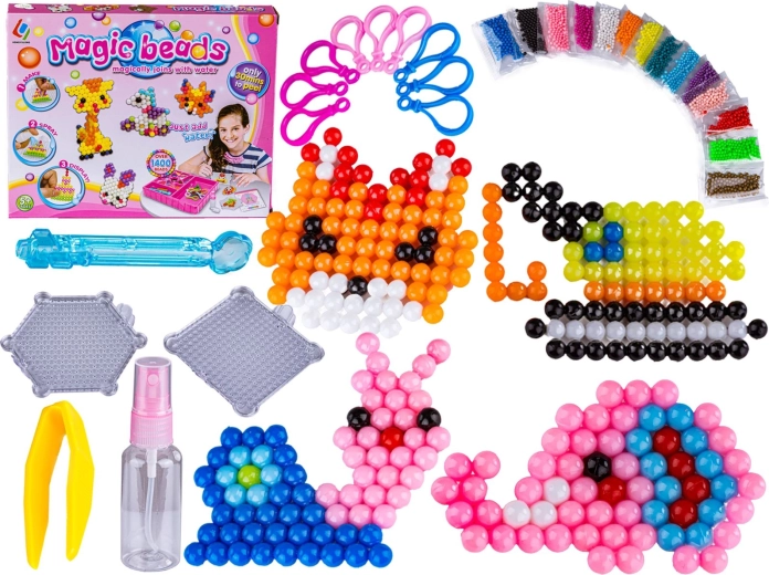Mărgele de apă – set creativ 1400 buc. (14 culori) + accesorii