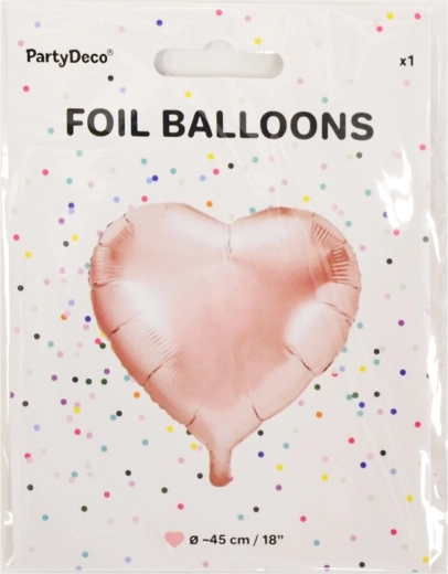 Balon din folie inimă roz-auriu 45 cm