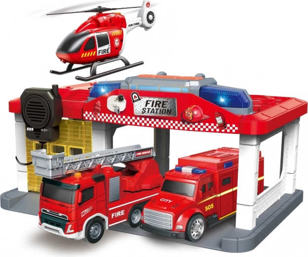 Stație de pompieri cu elicopter, cu lumini și sunete
