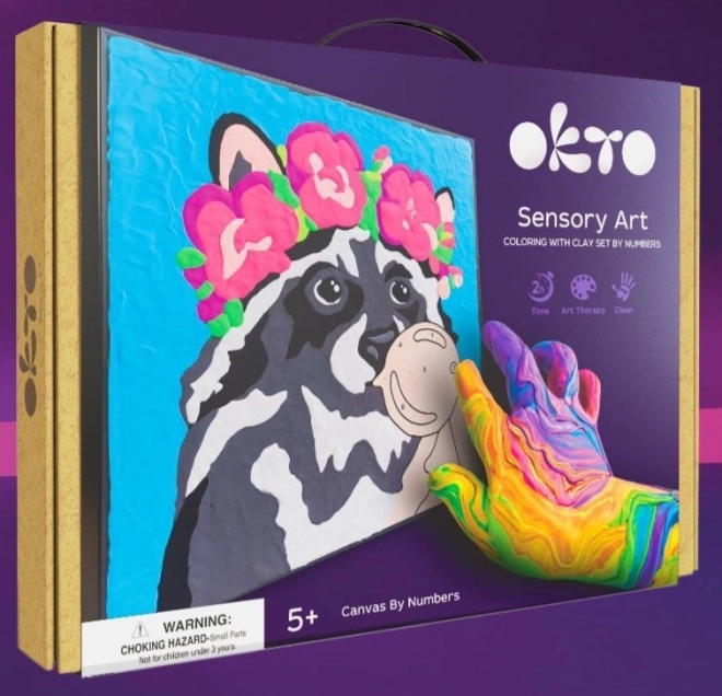 Set creativ pentru pictură pe pânză cu raton 29 × 29 cm