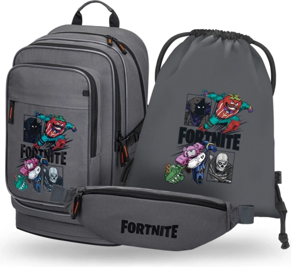 Set școlar Baagl Cubic Fortnite Squad 3în1: rucsac, săculeț și borsetă (GRS)