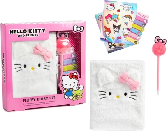 Jurnal din pluș Hello Kitty cu set de accesorii