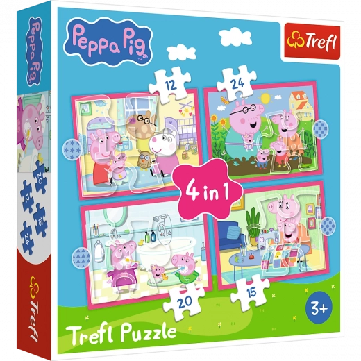 Puzzle 4 în 1 Peppa iubește aventurile