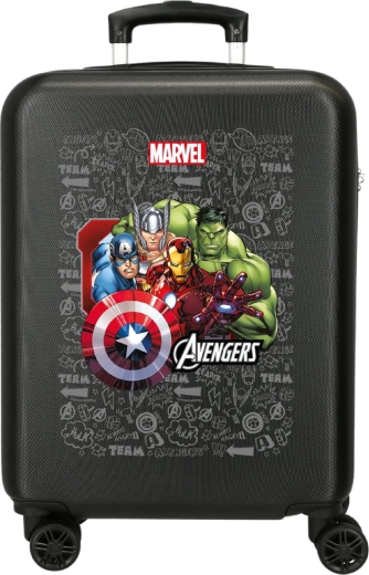 Valiză rigidă pentru copii Marvel Avengers, neagră, 55 cm, 34 l