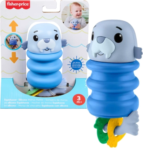 Zornăitoare senzorială pentru bebeluși cu focă și spirală din silicon FISHER-PRICE